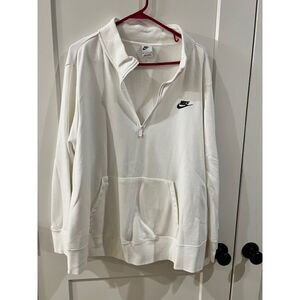 Nike White Half-Zip Athletic Pullover Sweatshirt Training Top Sportswear